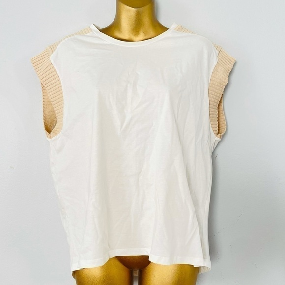 Zara white cream neutral loose short sleeve top size medium - Picture 1 of 4
